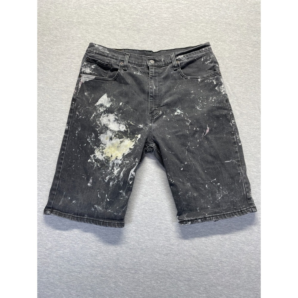 Levi's 509 Jean Shorts Mens 34W Dark Gray‎ Denim Splatter Paint Cotton Everyday